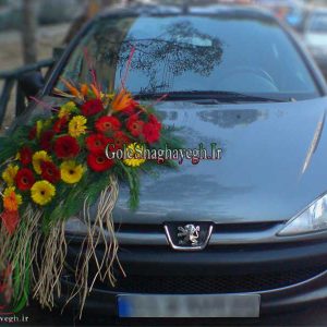 ماشین عروس با گل پرنده بهشتی
